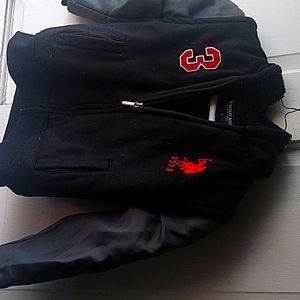 U.s polo assn boys fleece Coat jacket size 7 black grey.